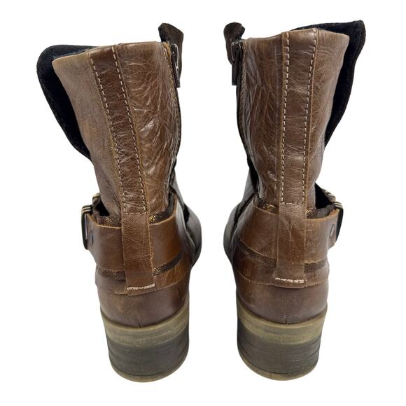 Dromedaris Kikka Ankle Boot Women's 9 Brown Gold Leather Suede Side Zip - Picture 4 of 10